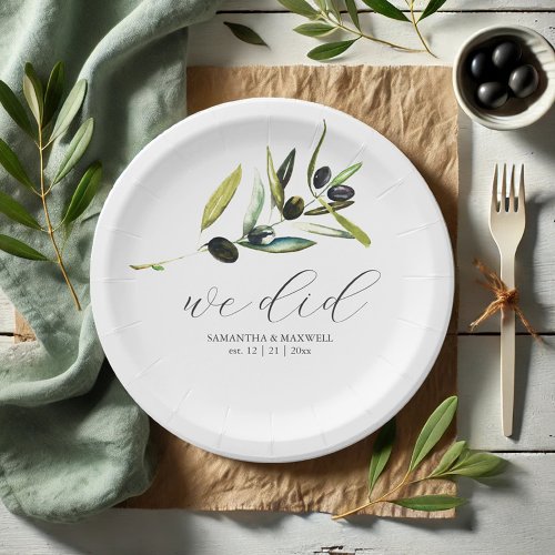 Paper Plates Botanical Olive Branch Greenery