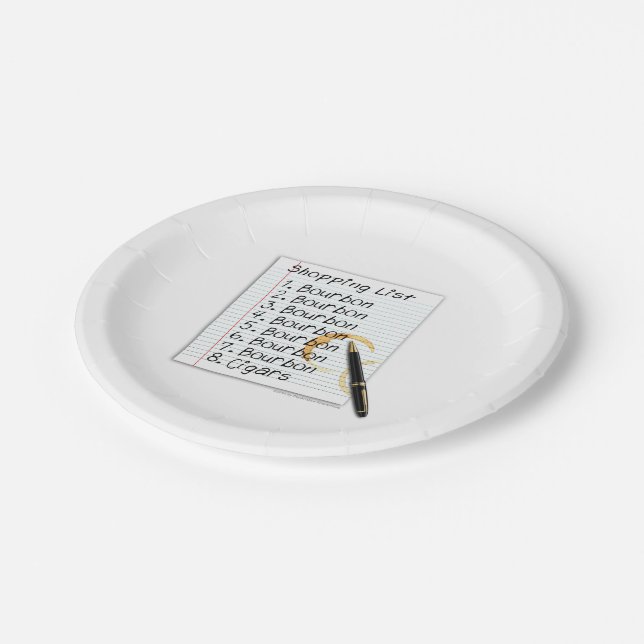 PAPER PLATES - BOURBON LOVERS SHOPPING LIST (Angled)