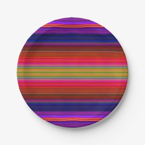 Paper Plates Bright Neon Fiesta Stripes Pattern