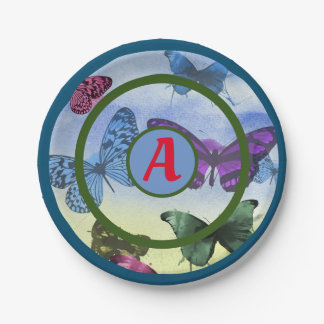 Paper Plates BUTTERFLIES & CUSTOM INITIAL