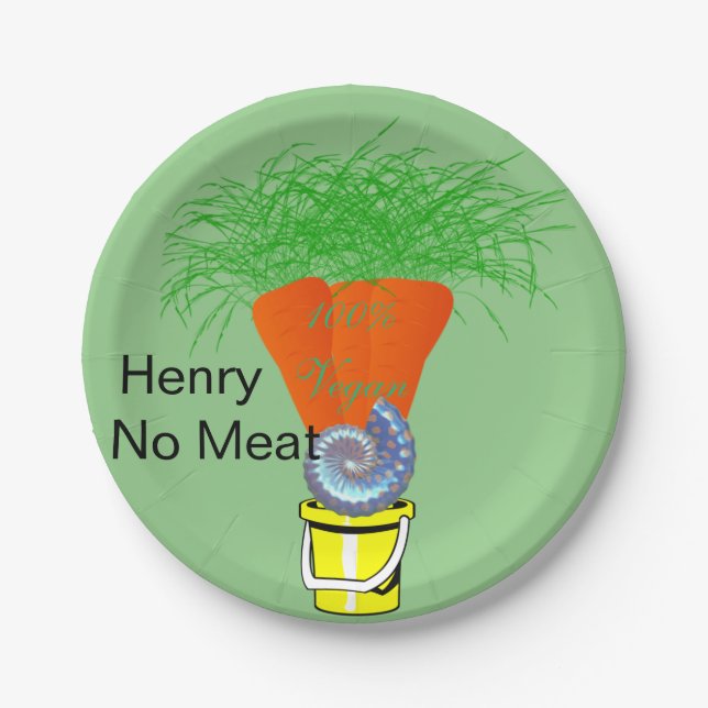 Paper Plates, Carrots 100% Vegan No Meat Paper Plates (Front)
