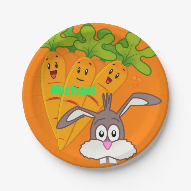 Paper Plates, Carrots Orange Rabbit Paper Plates (Front)