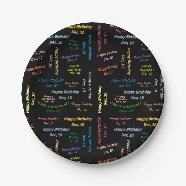 Paper Plates December, 10 Birthday (Front)