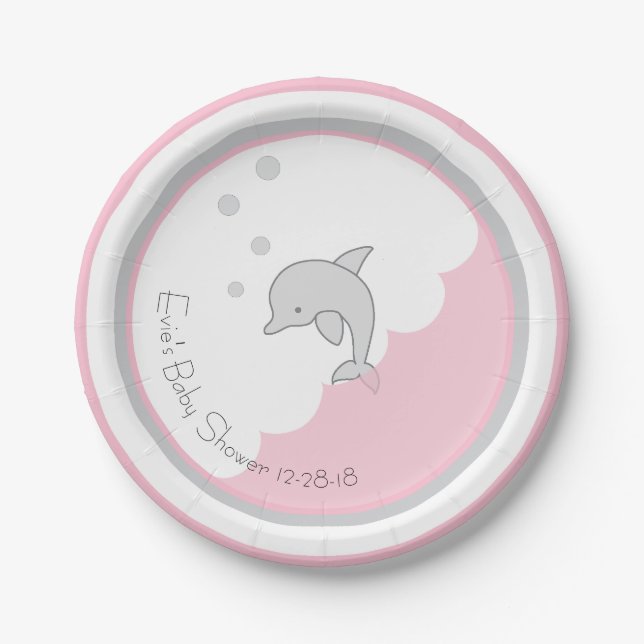Paper Plates "Dolphin Pink/Grey" (Front)