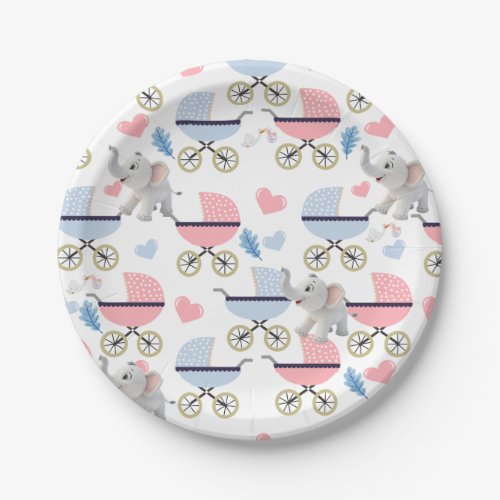 Paper Plates, Elephant Baby Strollers Stork