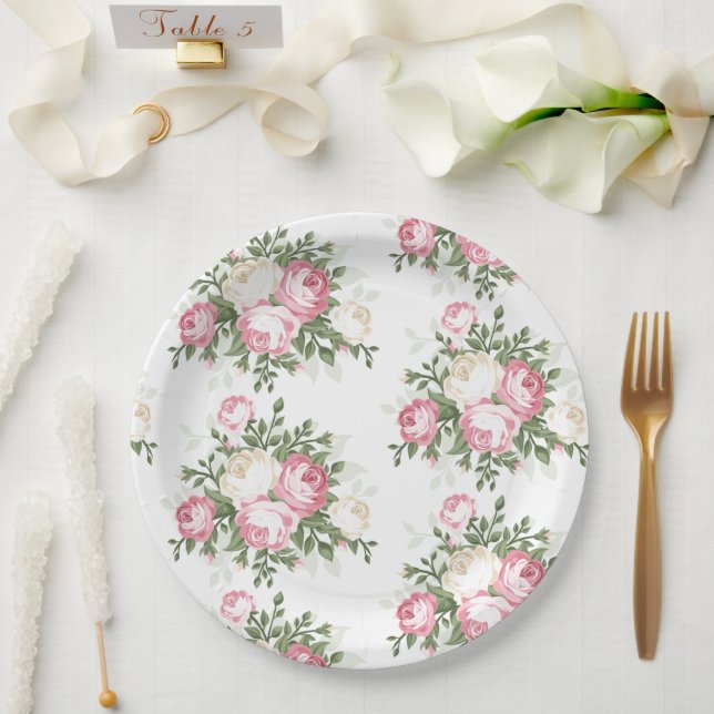 Paper Plates-Floral Paper Plates (Wedding)