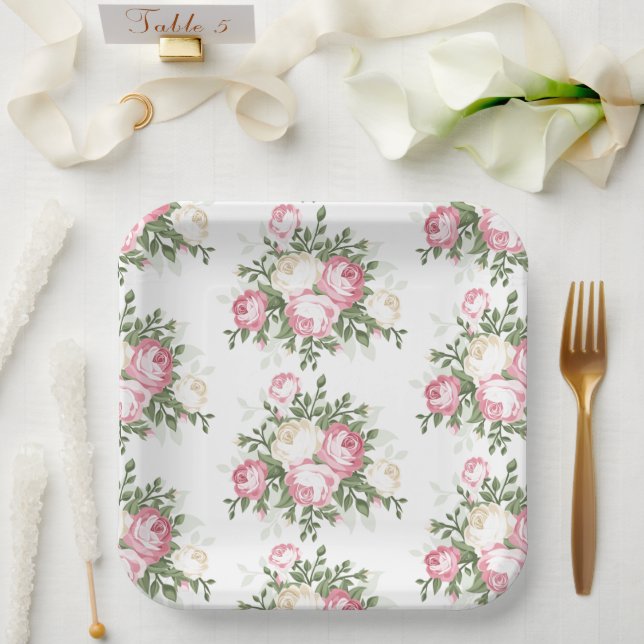 Paper Plates-Floral Paper Plates (Wedding)