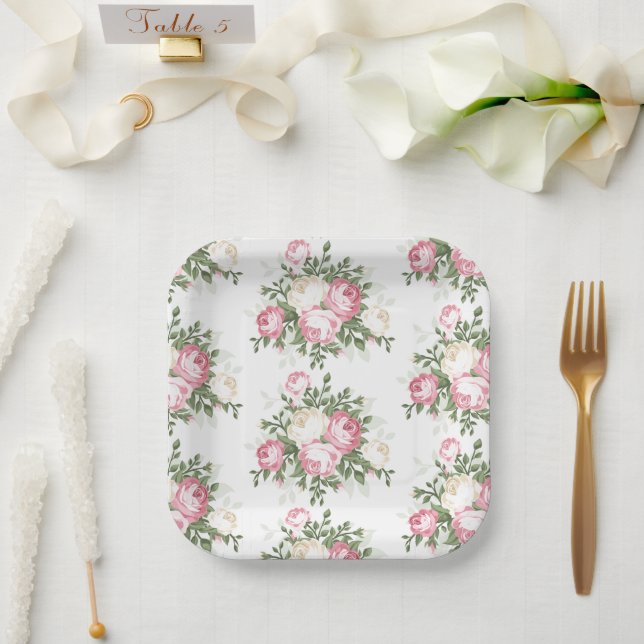 Paper Plates-Floral Paper Plates (Wedding)