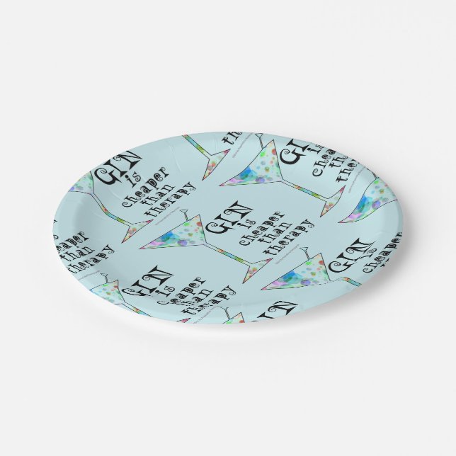 PAPER PLATES - GIN IS CHEAPER THAN THERAPY (Angled)