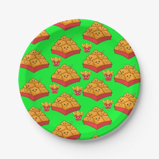 Paper Plates, Green Chicken Nuggets  Plates (Front)