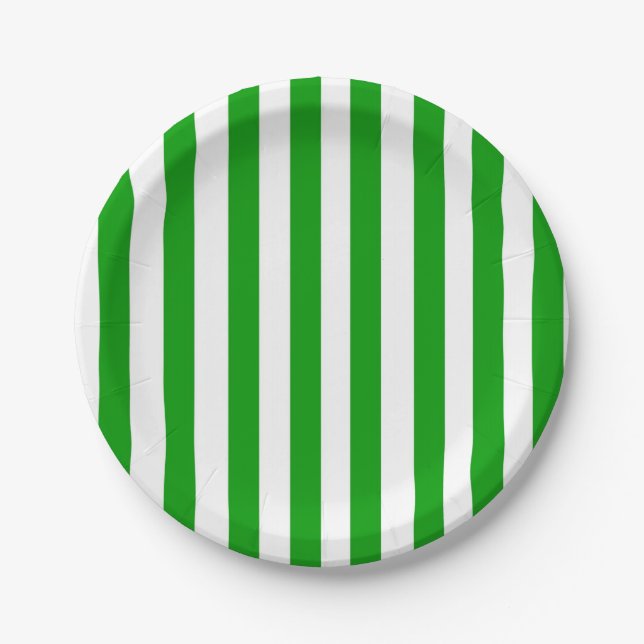 Paper Plates, Green & White Stripe  Plates (Front)