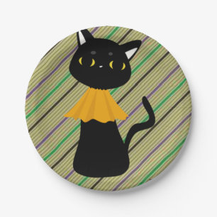 Paper plates Halloween,, Black Cat