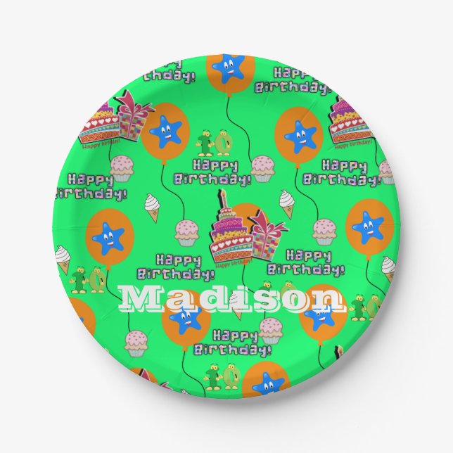 Paper Plates, Happy 10th Birthday #10 Balloons Plates (Front)