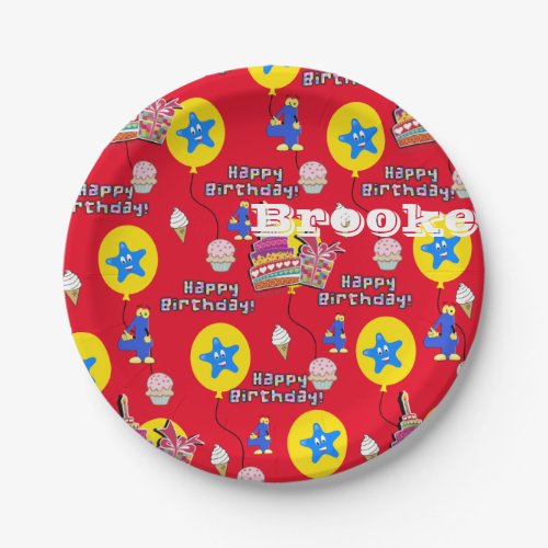 Paper Plates Happy 4th Birthday 4 Balloons Paper Plates