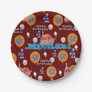 Paper Plates, Happy 4th Birthday #4 Balloons Plates