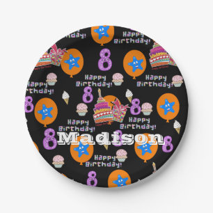 Paper Plates, Happy 8th Birthday #8 Balloons Plates