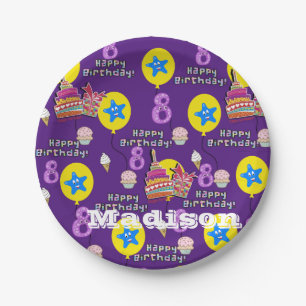 Paper Plates, Happy 8th Birthday #8 Balloons Plates