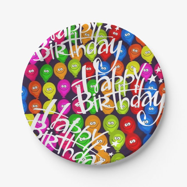 Paper Plates, Happy Birthday Balloons Plates (Front)
