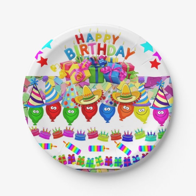 Paper Plates, Happy Birthday Balloons Plates (Front)