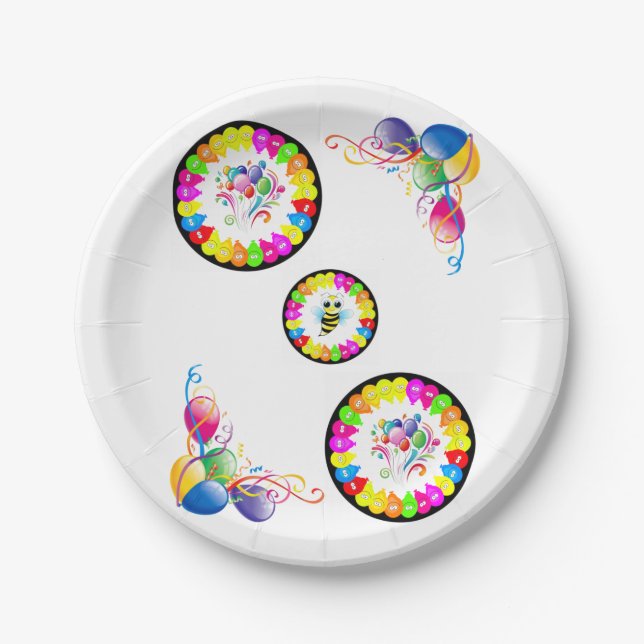 Paper Plates, Happy Birthday Balloons Plates (Front)