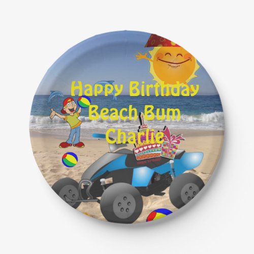 Paper Plates Happy Birthday Beach Bum Boy Paper Plates