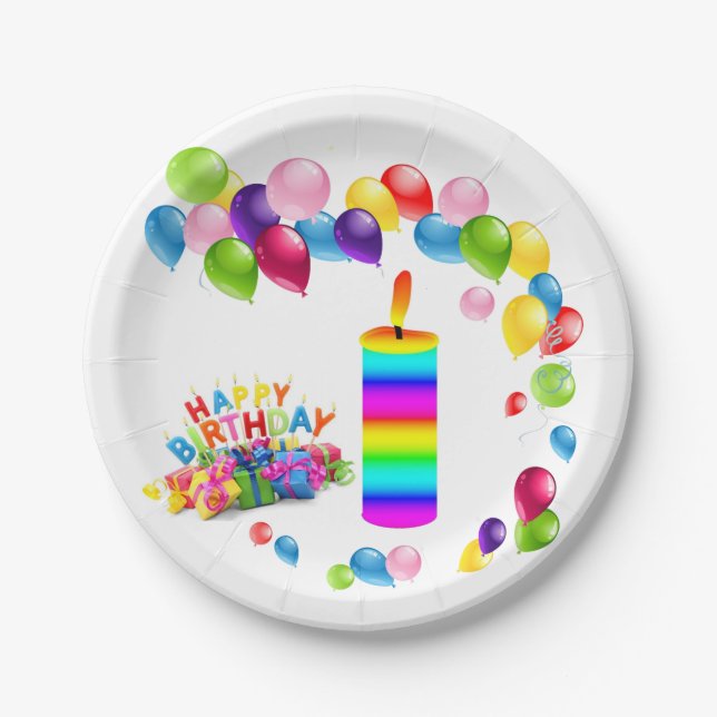 Paper Plates, Happy Birthday Candle Plates (Front)