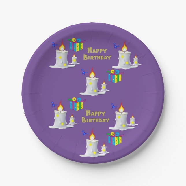 Paper Plates, Happy Birthday Candles Plates (Front)