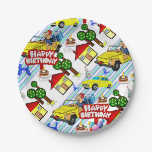 Paper Plates, Happy Birthday Cars Boys Plates