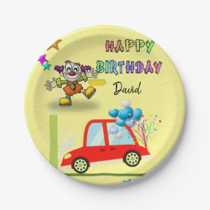 Paper Plates, Happy Birthday Clown Car Paper Plates