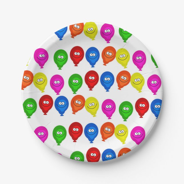 Paper Plates, Happy Birthday Colorful Balloons Paper Plates (Front)