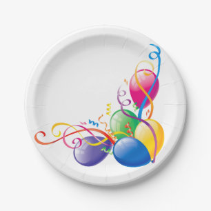 Paper Plates, Happy Birthday Confetti Balloons Paper Plates