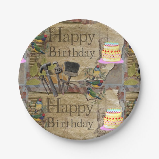Paper Plates, Happy Birthday Construction Tools Plates (Front)
