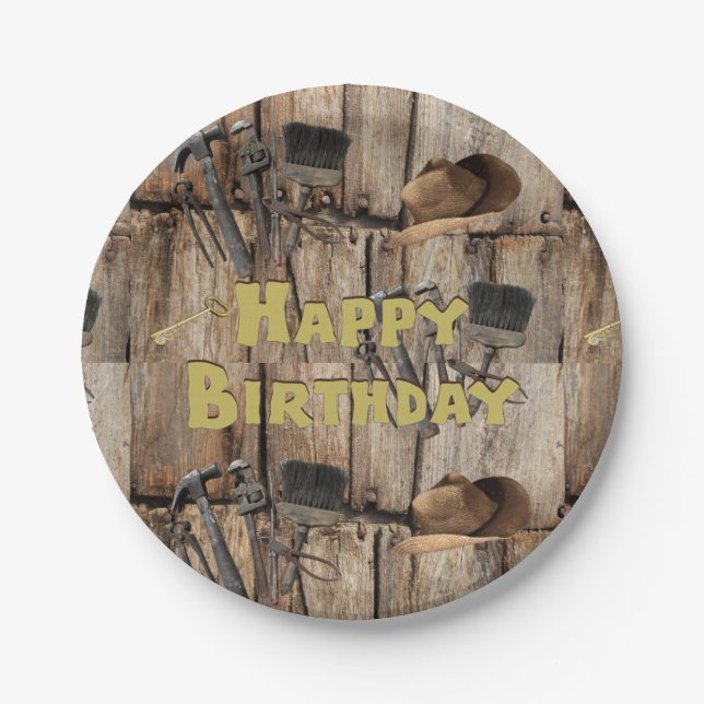 Paper Plates, Happy Birthday Country Tools Plates (Front)