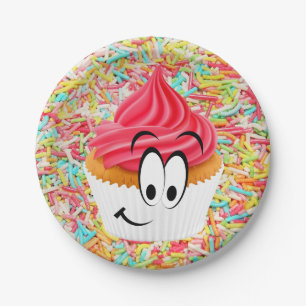 Paper Plates, Happy Birthday Cupcake Sprinkles Plates