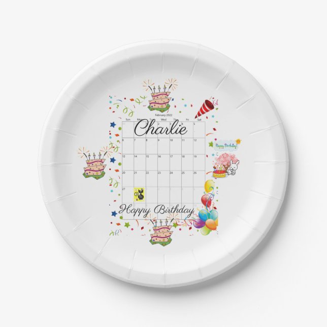 Paper Plates, Happy Birthday February 2022   Plates (Front)