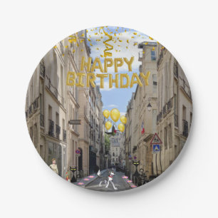 Paper Plates, Happy Birthday France Dog Paper Plates