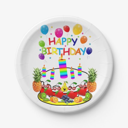 Paper Plates Happy Birthday Fruit Cake Paper Plates