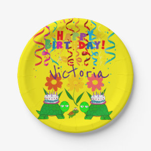 Paper Plates, Happy Birthday Green Turtles Plates