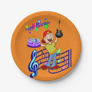 Paper Plates, Happy Birthday Guitar Rock Music Paper Plates