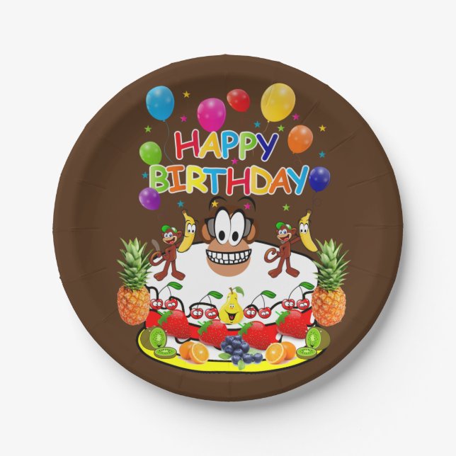 Paper Plates, Happy Birthday Monkeys Plates (Front)
