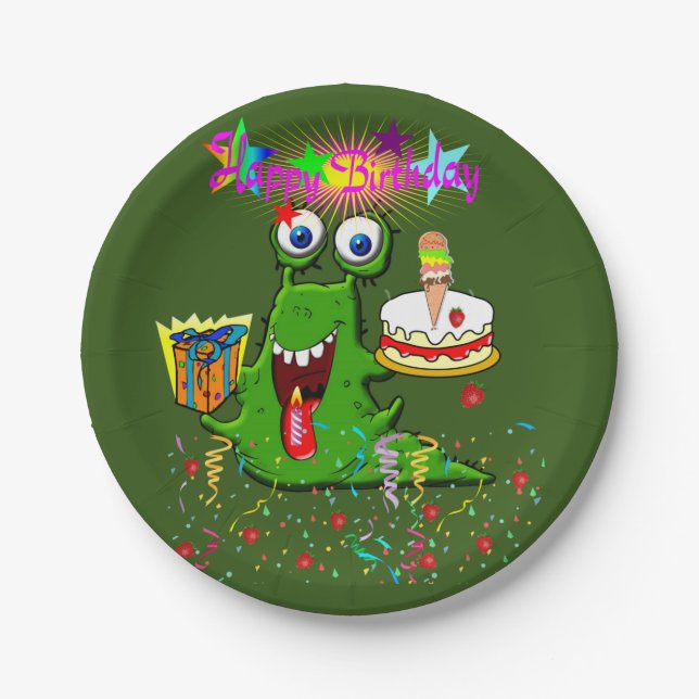 Paper Plates, Happy Birthday Monster Plates (Front)