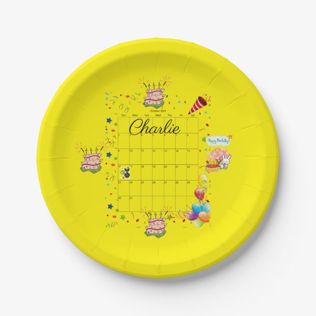 Paper Plates, Happy Birthday October 2022   Plates (Front)