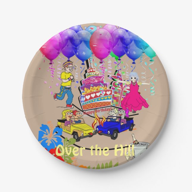 Paper Plates, Happy Birthday Over the Hill Plates (Front)