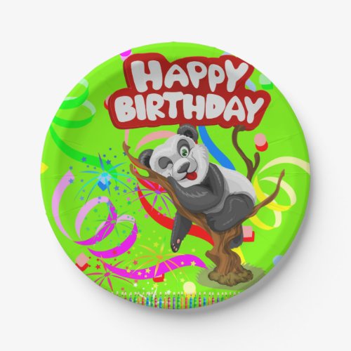 Paper Plates Happy Birthday Panda Bear Confetti Paper Plates