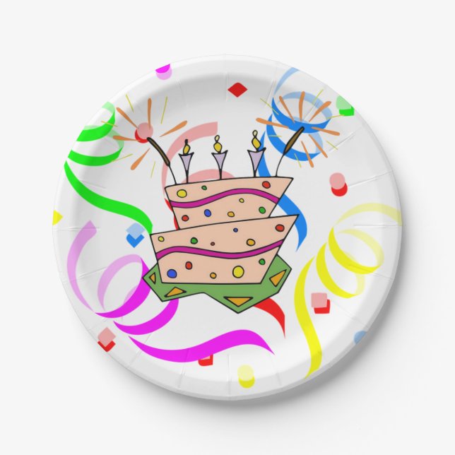 Paper Plates, Happy Birthday Paper Plates Confetti (Front)