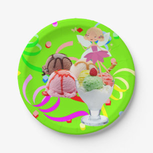 Paper Plates, Happy Birthday Pink Fairy Ice Cream Plates