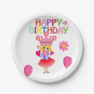Paper Plates, Happy Birthday Pink Princess Plates