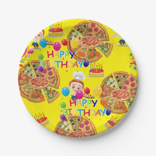 Paper Plates Happy Birthday Pizza Party Paper Plates