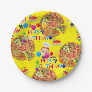 Paper Plates, Happy Birthday Pizza Party Plates