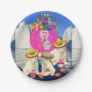 Paper Plates, Happy Birthday Polar Bear Plates